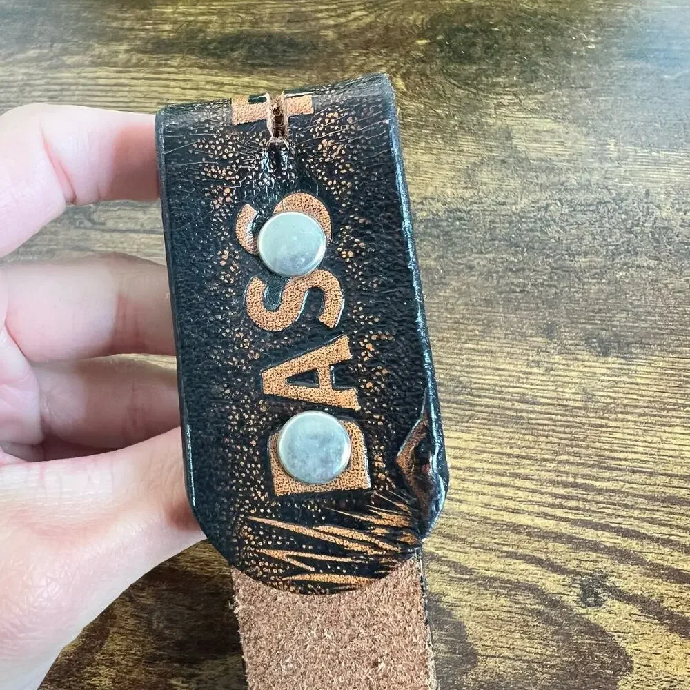 Vintage Bass Fishing Genuine Leather Belt 46